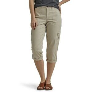 Lee Ultra Lux Comfort Flex-to-Go Utility Skimmer Capri Pants Tan Size 10